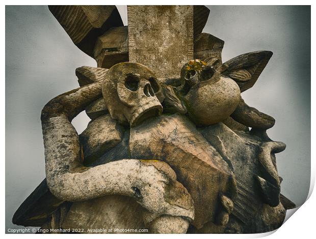 A creepy crafted skull sculpture Print by Ingo Menhard
