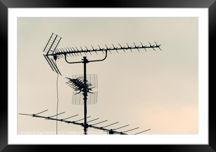 An antenna on a white background Framed Mounted Print by Ingo Menhard