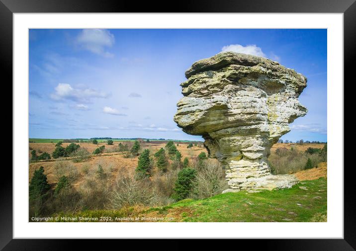 Standing Stone (Bridestone), Bridestones Nature Re Framed Mounted Print by Michael Shannon