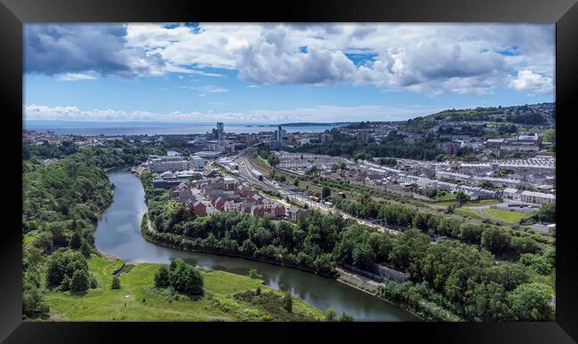 Swansea City drone view Framed Print by Leighton Collins