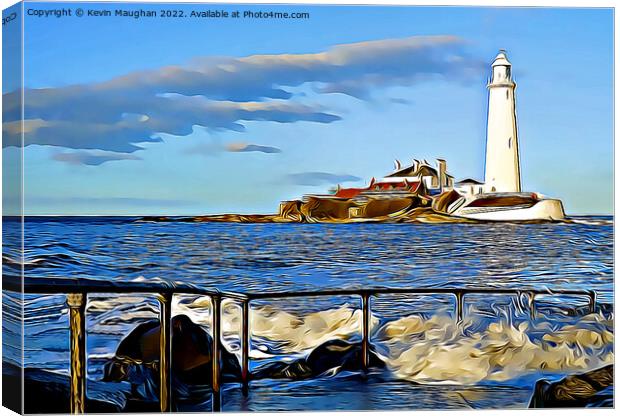 St Marys Lighthouse (Digital Art Water Colour) Canvas Print by Kevin Maughan