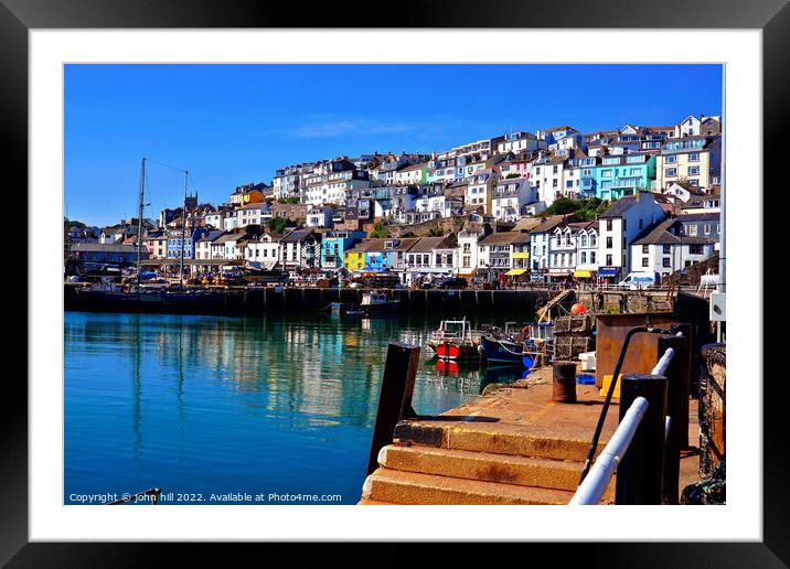 Harbour and quayside, Brixham, Devon, UK. Framed Mounted Print by john hill