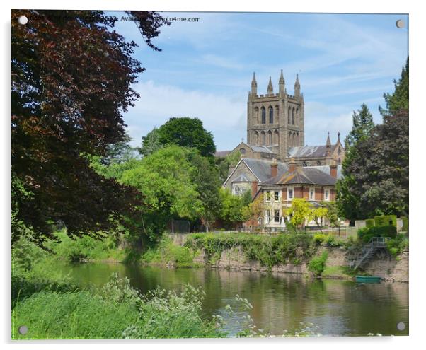Majestic Hereford Cathedral by the River Acrylic by Andrew Heaps