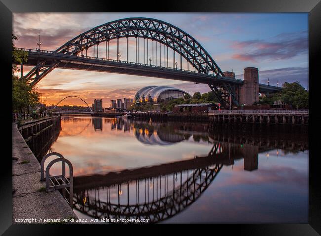 Tyne Bridge reflections Framed Print by Richard Perks