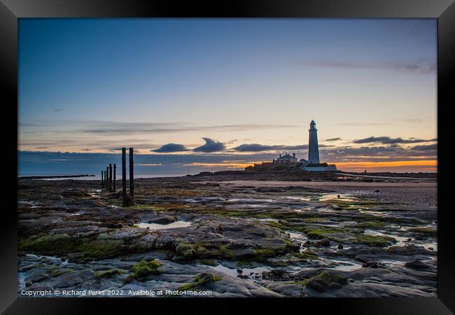 Rockpools at St Mary`s Lighthouse Framed Print by Richard Perks
