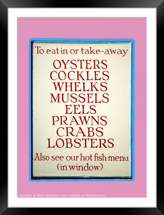 Whitstable Seafood Sign Framed Mounted Print by Alison Chambers