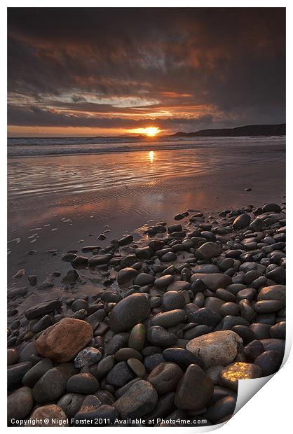 'Pebbles', Newgale Sands Print by Creative Photography Wales