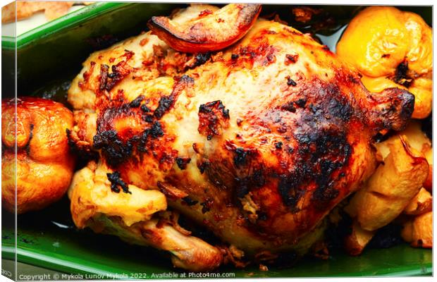 Delicious chicken with quince,close up Canvas Print by Mykola Lunov Mykola