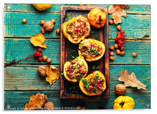 Autumn quince stuffed with meat Acrylic by Mykola Lunov Mykola