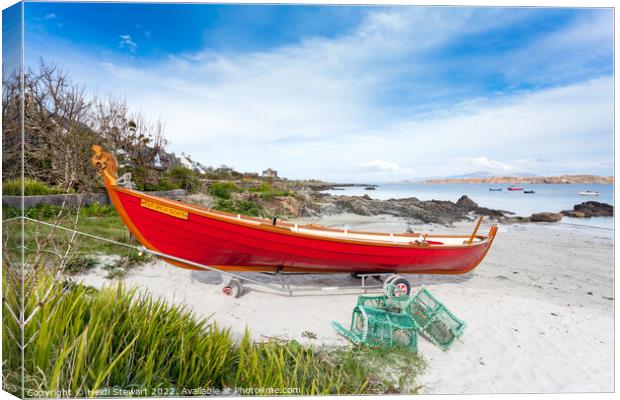 The Red Boat of Iona Canvas Print by Heidi Stewart