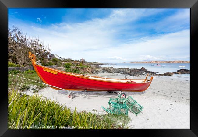 The Red Boat of Iona Framed Print by Heidi Stewart