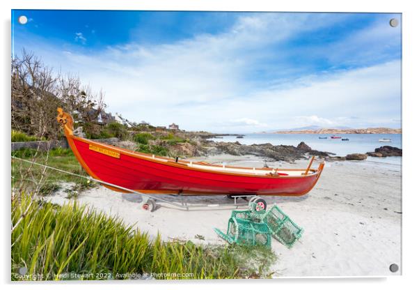 The Red Boat of Iona Acrylic by Heidi Stewart