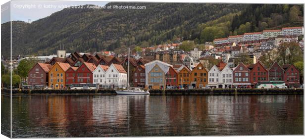 Bergen old town Norway Canvas Print by kathy white