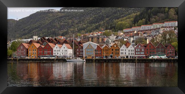 Bergen old town Norway Framed Print by kathy white