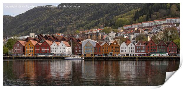Bergen old town Norway Print by kathy white