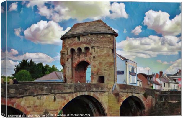 Monnow Gate and Bridge over River Wye Canvas Print by Roger Mechan