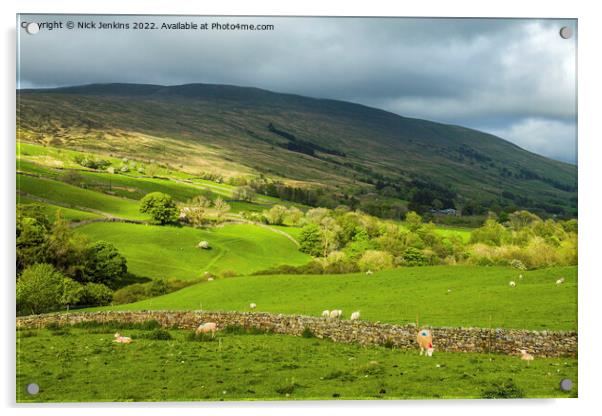 Howgill Fells from Garsdale Road Cumbria  Acrylic by Nick Jenkins