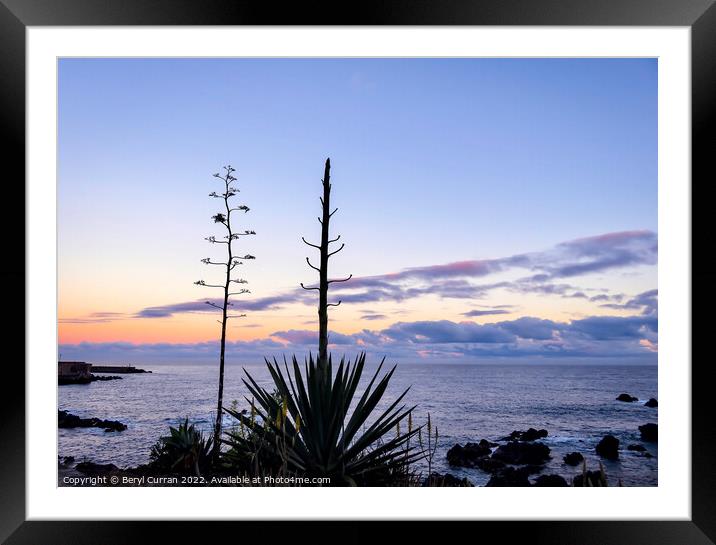 Exotic Sunset on Tenerifes Shoreline Framed Mounted Print by Beryl Curran