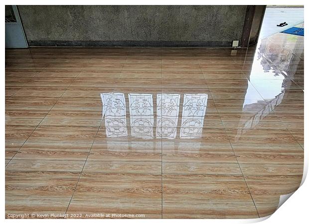 Reflected images on a shiny floor  Print by Kevin Plunkett