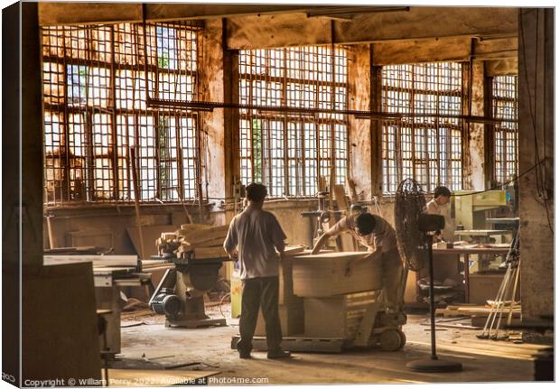 Chinese Wood Furniture Factory Canvas Print by William Perry