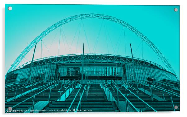 Wembley Stadium in Wembley London in blue Acrylic by Ann Biddlecombe