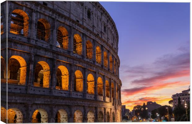 Colosseum in City of Rome at Sunset Canvas Print by Artur Bogacki
