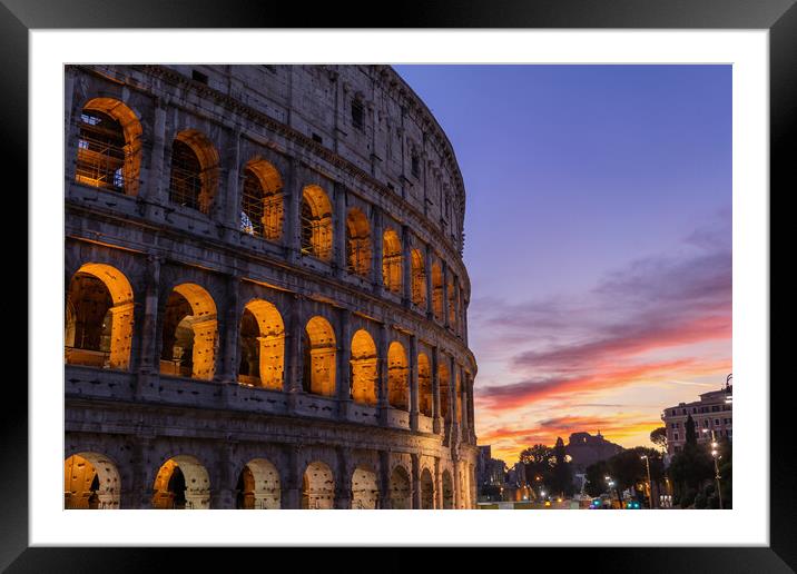 Colosseum in City of Rome at Sunset Framed Mounted Print by Artur Bogacki