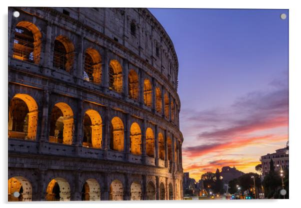 Colosseum in City of Rome at Sunset Acrylic by Artur Bogacki
