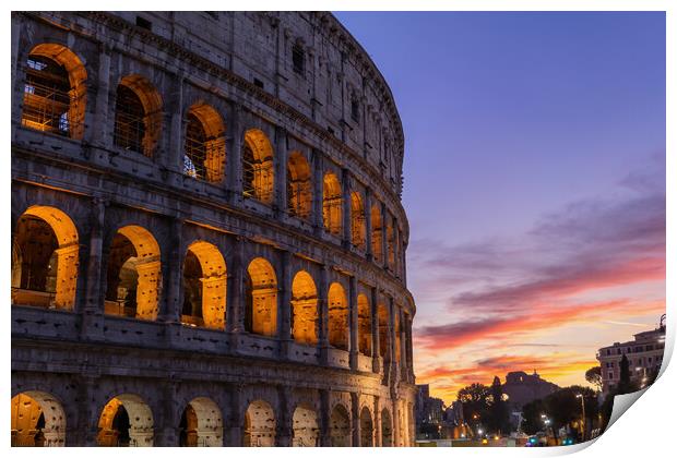 Colosseum in City of Rome at Sunset Print by Artur Bogacki