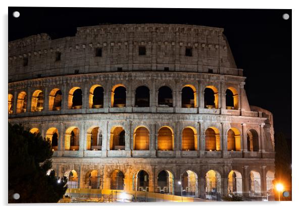 Colosseum in Rome at Night Acrylic by Artur Bogacki