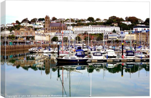 reflections at Inner harbour, Torquay, Devon, UK. Canvas Print by john hill