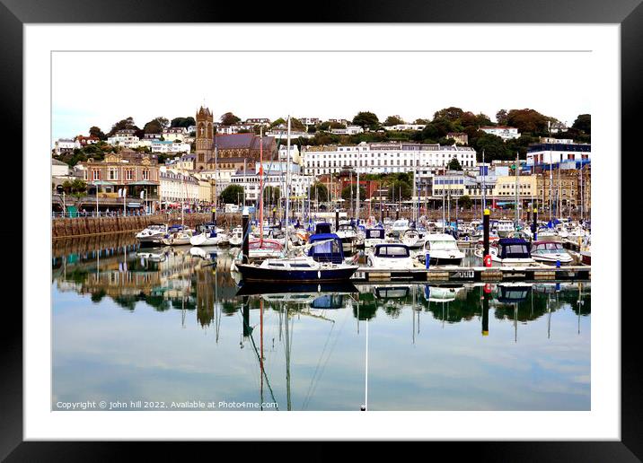 reflections at Inner harbour, Torquay, Devon, UK. Framed Mounted Print by john hill