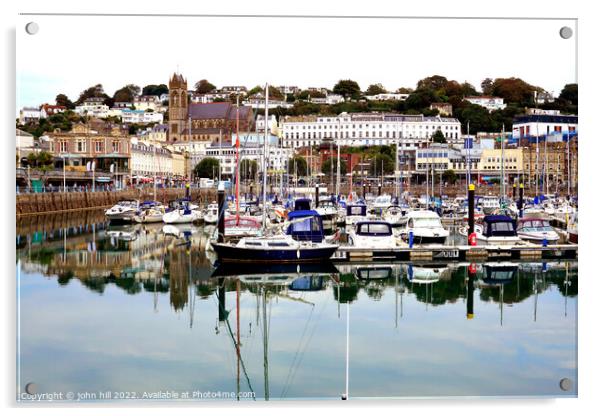 reflections at Inner harbour, Torquay, Devon, UK. Acrylic by john hill