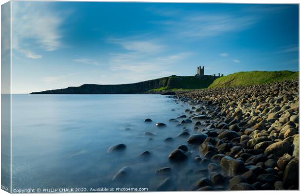 Dunstanburgh castle on the Northumberland coast 724  Canvas Print by PHILIP CHALK