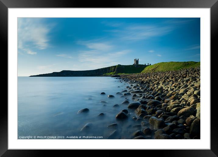 Dunstanburgh castle on the Northumberland coast 724  Framed Mounted Print by PHILIP CHALK
