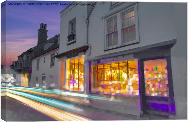 Whitstable Town Centre Light Trails Canvas Print by Alison Chambers