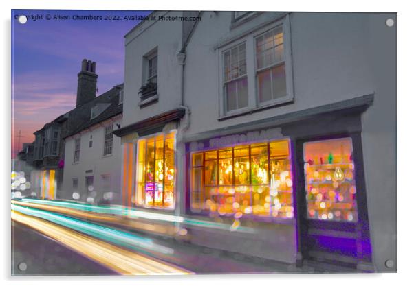 Whitstable Town Centre Light Trails Acrylic by Alison Chambers