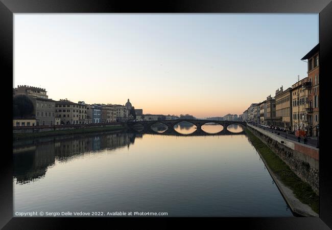 Carraia bridge over the Arno river in Florence, Italy Framed Print by Sergio Delle Vedove