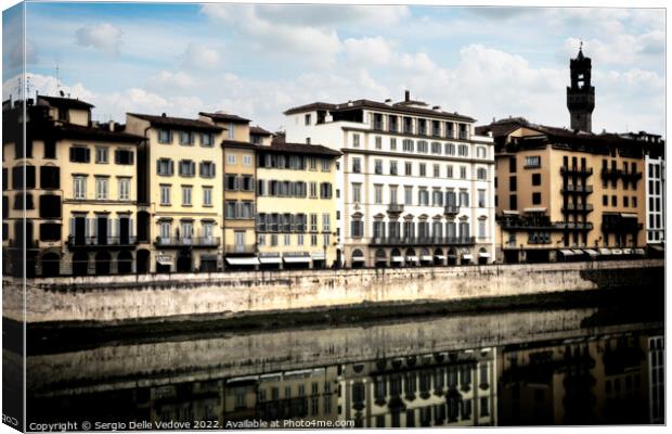 The palaces on the banks of the Arno River in Flor Canvas Print by Sergio Delle Vedove