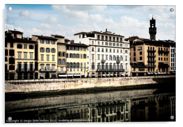 The palaces on the banks of the Arno River in Flor Acrylic by Sergio Delle Vedove
