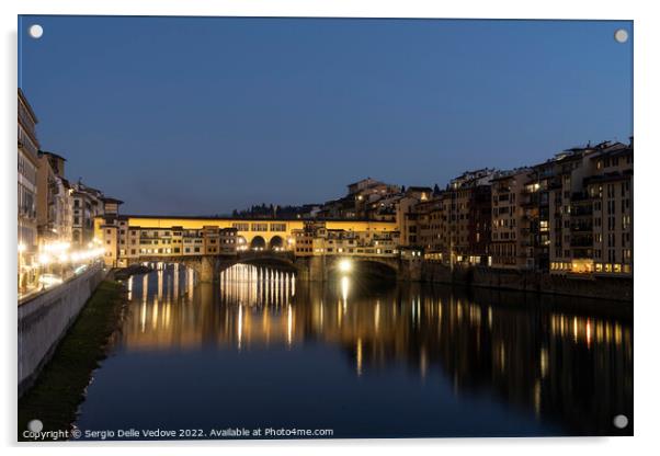 ponte vecchio bridge at sunset in Florence, Italy Acrylic by Sergio Delle Vedove