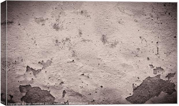 Weathered and rough old wall beige background Canvas Print by Ingo Menhard