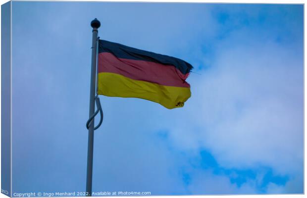 Low angle shot of a German flag waving in the sky Canvas Print by Ingo Menhard