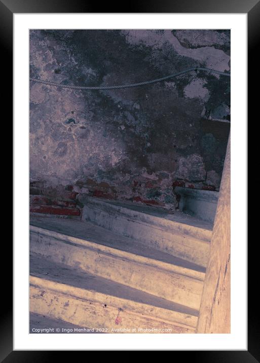 Vertical shot of the old dirty staircase Framed Mounted Print by Ingo Menhard