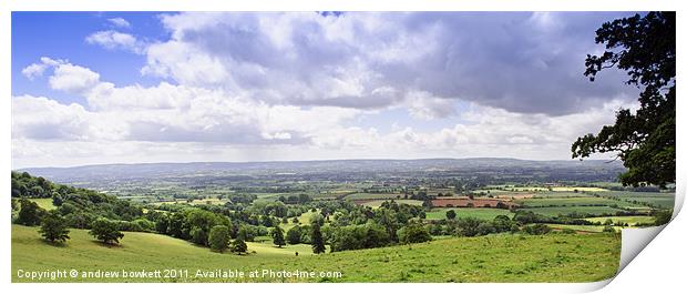 Quantock view no boarder Print by andrew bowkett