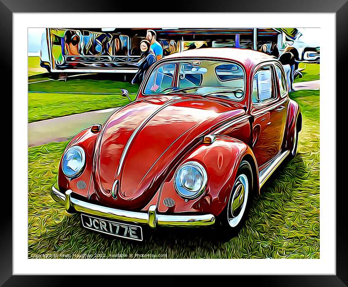 Volkswagen Beetle 1967 (Digital Cartoon Art) Framed Mounted Print by Kevin Maughan