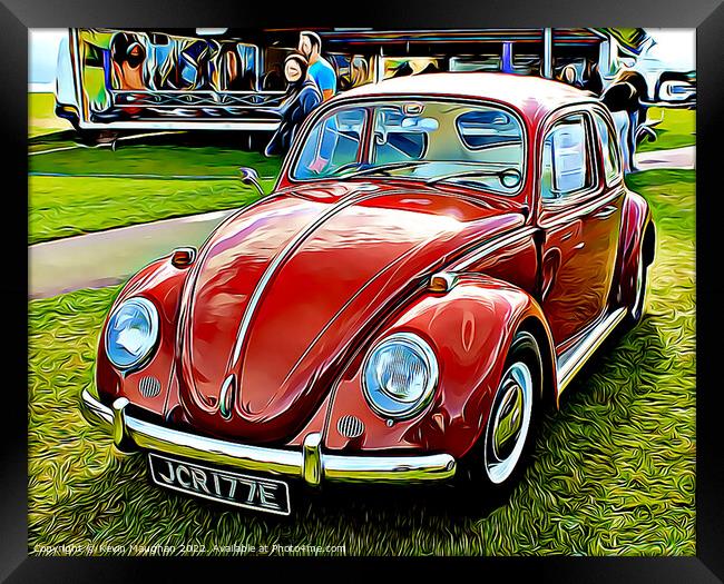 Volkswagen Beetle 1967 (Digital Cartoon Art) Framed Print by Kevin Maughan