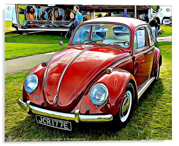 Volkswagen Beetle 1967 (Digital Cartoon Art) Acrylic by Kevin Maughan