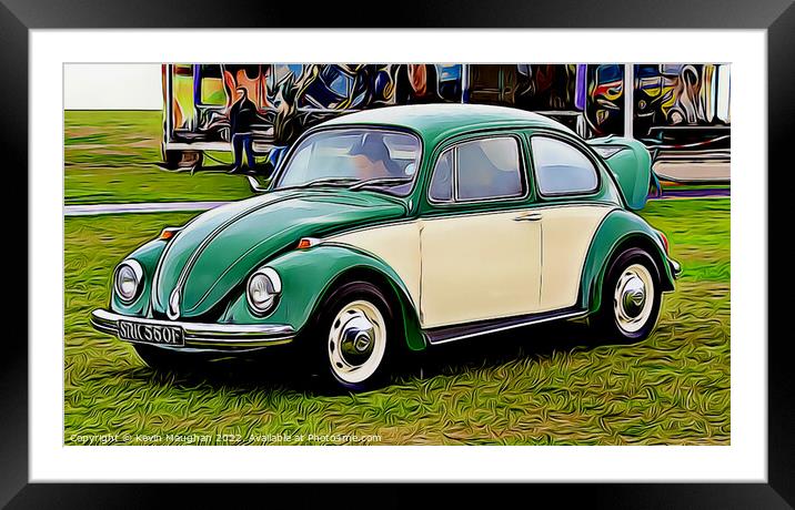 Volkswagen Beetle 1967 (2) (Digital Cartoon Art) Framed Mounted Print by Kevin Maughan
