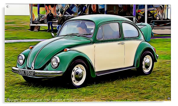 Volkswagen Beetle 1967 (2) (Digital Cartoon Art) Acrylic by Kevin Maughan
